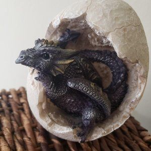 Baby Dragon Hatching from Egg Figure Fantasy Figurine Statue Ornament